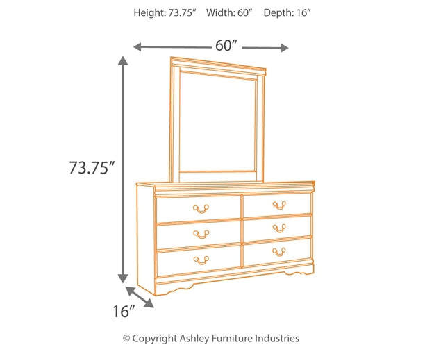 Huey Vineyard Full Sleigh Headboard with Mirrored Dresser