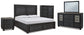 Foyland California King Panel Storage Bed with Mirrored Dresser, Chest and Nightstand