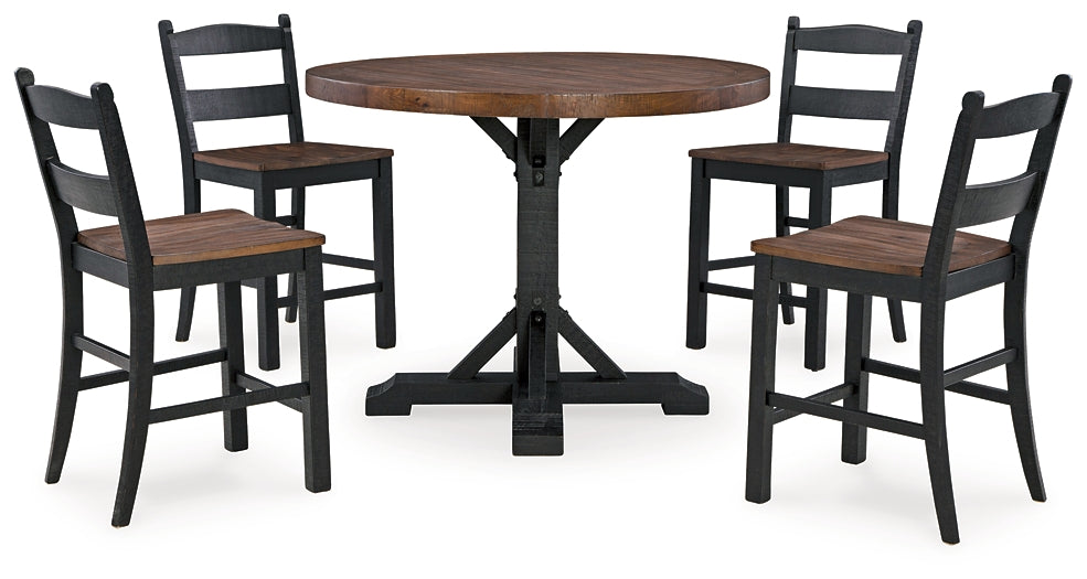 Valebeck Counter Height Dining Table and 4 Barstools