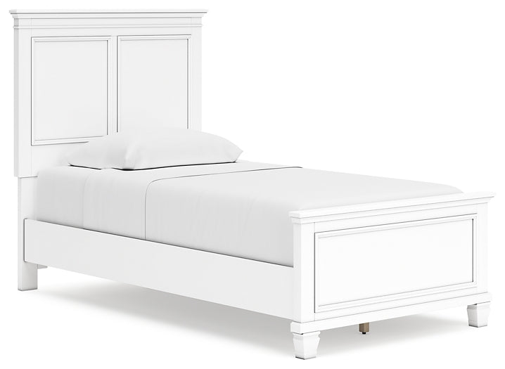 Fortman Twin Panel Bed with Mirrored Dresser