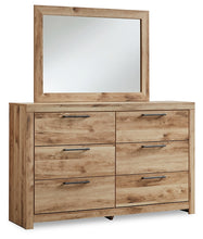 Load image into Gallery viewer, Hyanna Full Panel Headboard with Mirrored Dresser and Chest
