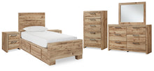 Load image into Gallery viewer, Hyanna Twin Panel Bed with Storage with Mirrored Dresser, Chest and 2 Nightstands
