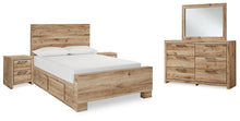 Load image into Gallery viewer, Hyanna Full Panel Bed with Storage with Mirrored Dresser and 2 Nightstands
