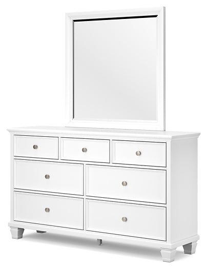 Fortman King Panel Bed with Mirrored Dresser and Nightstand