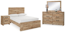 Load image into Gallery viewer, Hyanna Full Panel Storage Bed with Mirrored Dresser and Nightstand
