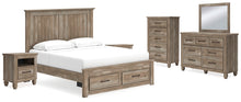 Load image into Gallery viewer, Yarbeck King Panel Bed with Storage with Mirrored Dresser, Chest and 2 Nightstands
