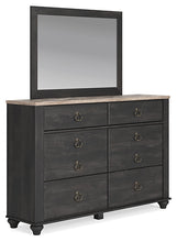Load image into Gallery viewer, Nanforth Queen Panel Headboard with Mirrored Dresser

