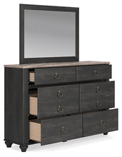 Load image into Gallery viewer, Nanforth King Panel Bed with Mirrored Dresser and Nightstand
