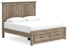 Load image into Gallery viewer, Yarbeck King Panel Bed with Storage with Mirrored Dresser and Nightstand
