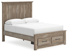 Load image into Gallery viewer, Yarbeck Queen Panel Bed with Storage with Mirrored Dresser and 2 Nightstands
