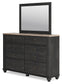 Nanforth King/California King Panel Headboard with Mirrored Dresser, Chest and Nightstand