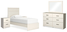 Load image into Gallery viewer, Stelsie Twin Panel Bed with Mirrored Dresser and 2 Nightstands
